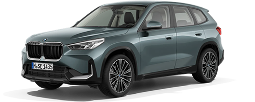 Blauer BMW X1 mit transparentem Hintergrund