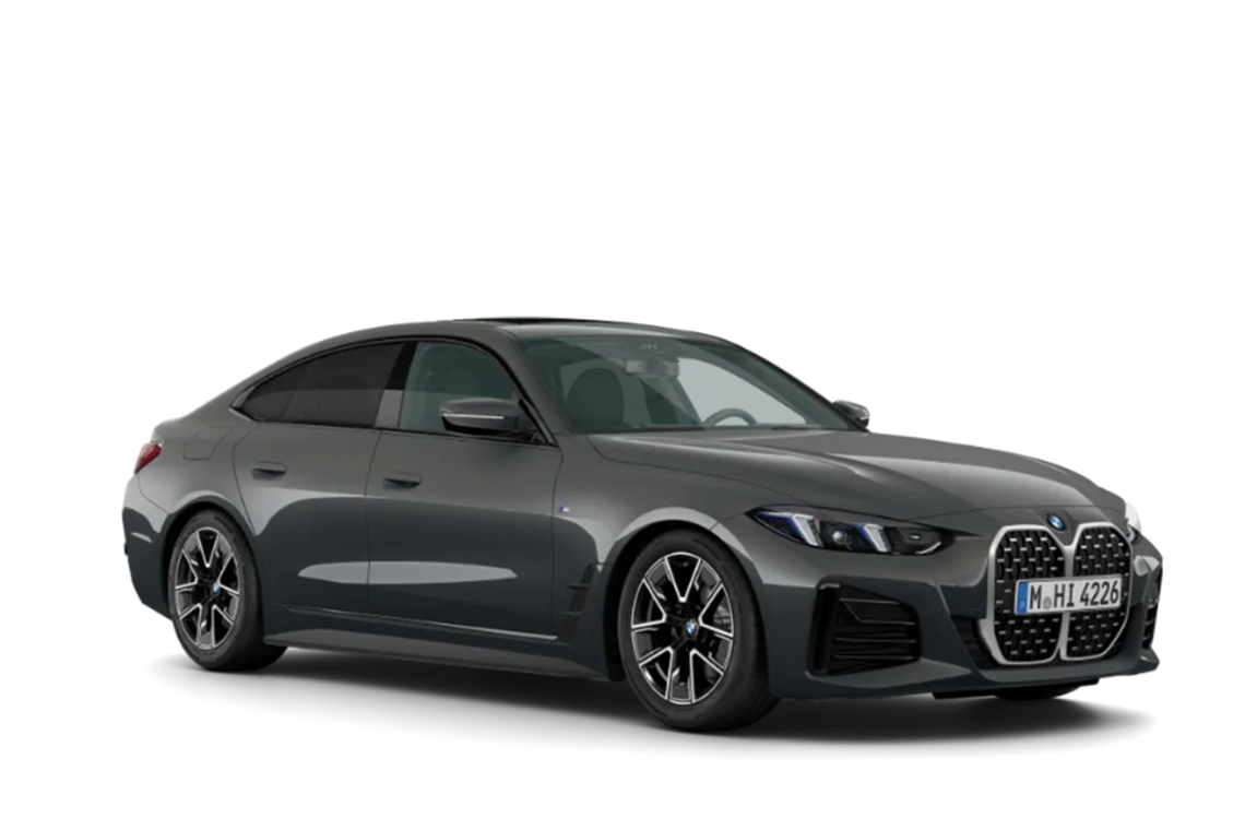 Grauer BMW 4er mit transparentem Hintergrund