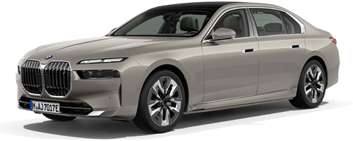 Beiger BMW i7 mit transparentem Hintergrund