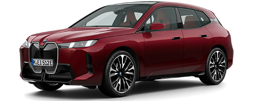Roter BMW iX mit transparentem Hintergrund