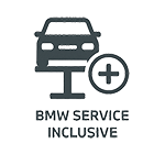 Icon für "BMW Service Inclusive": Ein Auto auf einer Hebebühne, daneben ein eingekreistes Pluszeichen