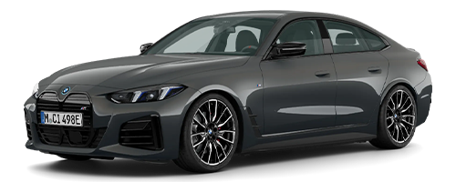 Grauer BMW i4 mit transparentem Hintergrund