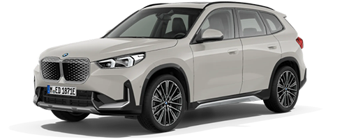 Beiger BMW iX1 mit transparentem Hintergrund