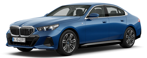 Blauer BMW i5 mit transparentem Hintergrund