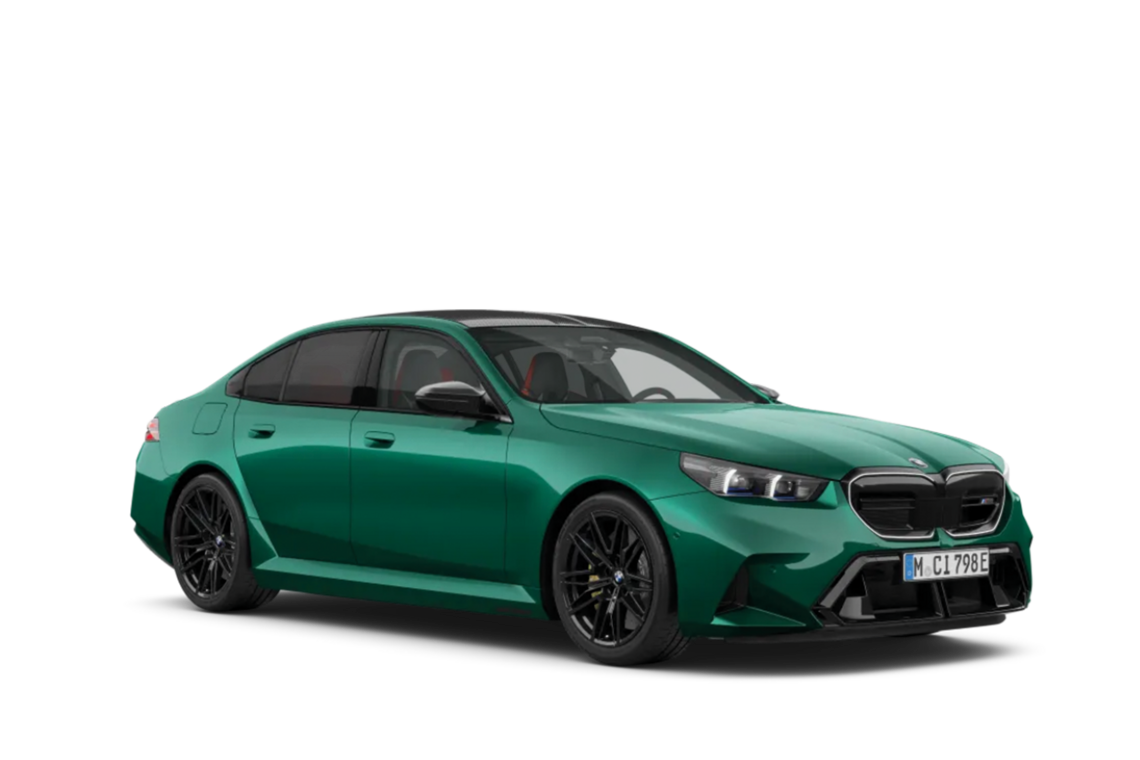 Grüner BMW M5 mit transparentem Hintergrund