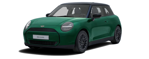 Grüner MINI Cooper E mit transparentem Hintergrund