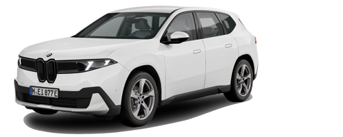 BMW iX3 in Weiß vor transparentem Hintergrund.