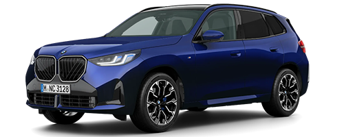 Blauer BMW X3 mit transparentem Hintergrund