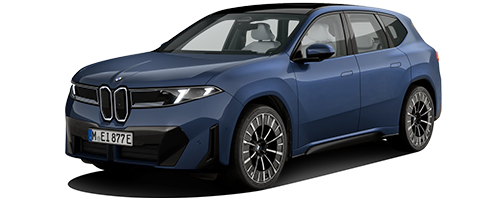 Blauer BMW iX3 mit transparentem Hintergrund